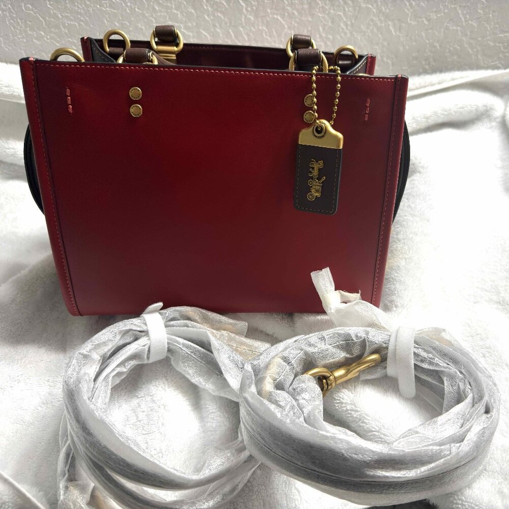 LIKE NEW - Coach Rogue 25 colorblock in color Brick Red Multi - Fast shipper